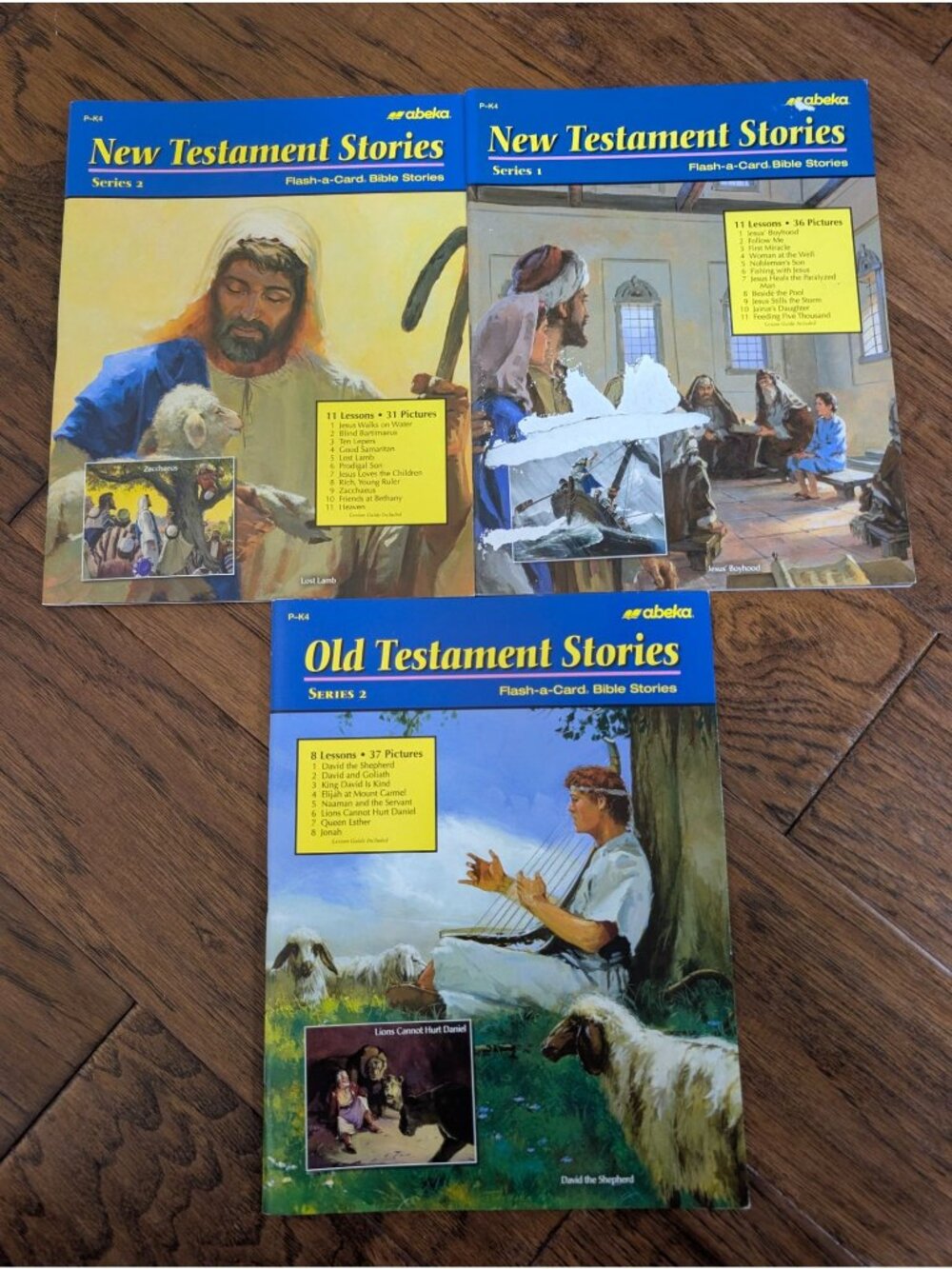 P-K4 Old and New Testament flash-a-card bible stories Abeka *INCOMPLETE SET*